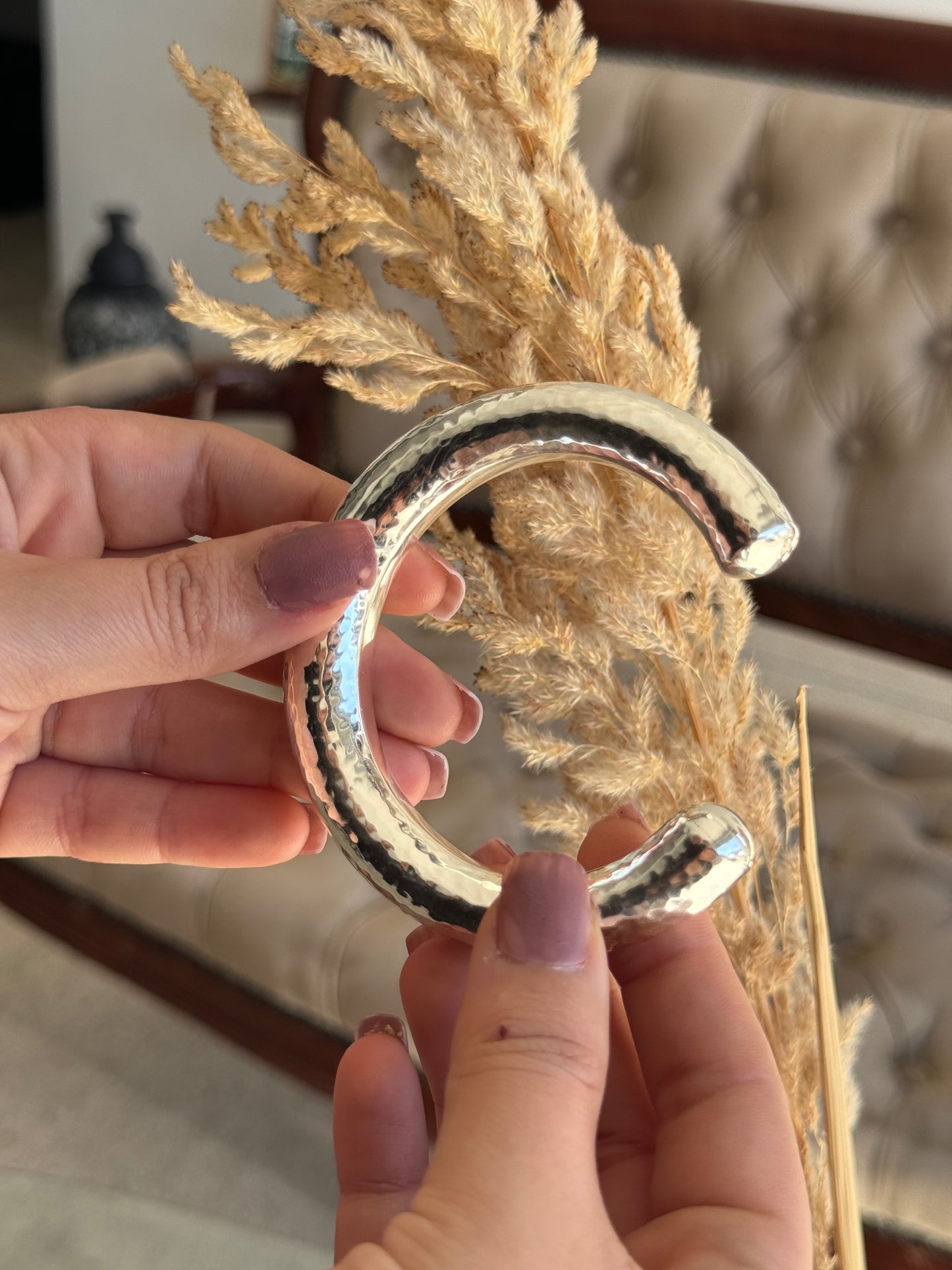 Hammered Elegant Silver Sterling Cuff Bracelet