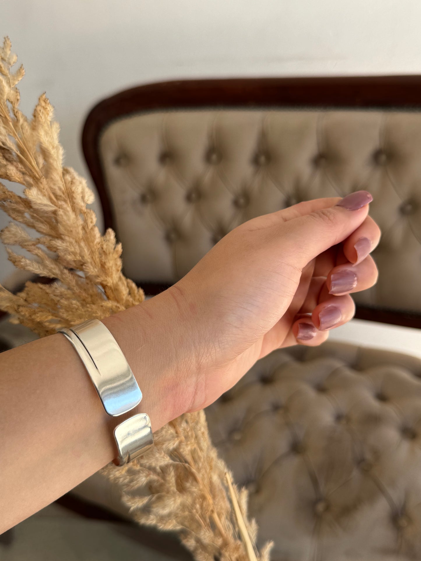 Sleek Double Stripe Silver Sterling Cuff Bracelet