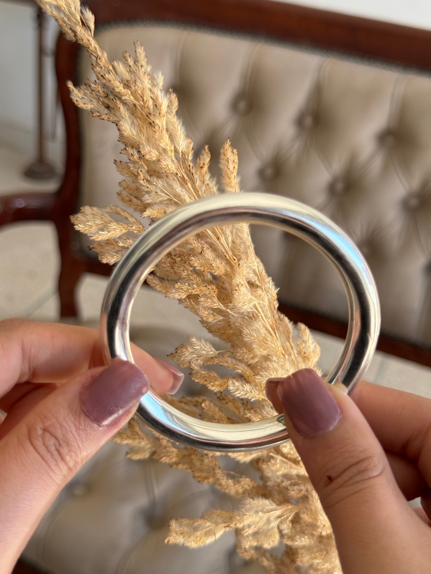 Silver Sterling Bangles: Hammered Texture and Smooth Finish