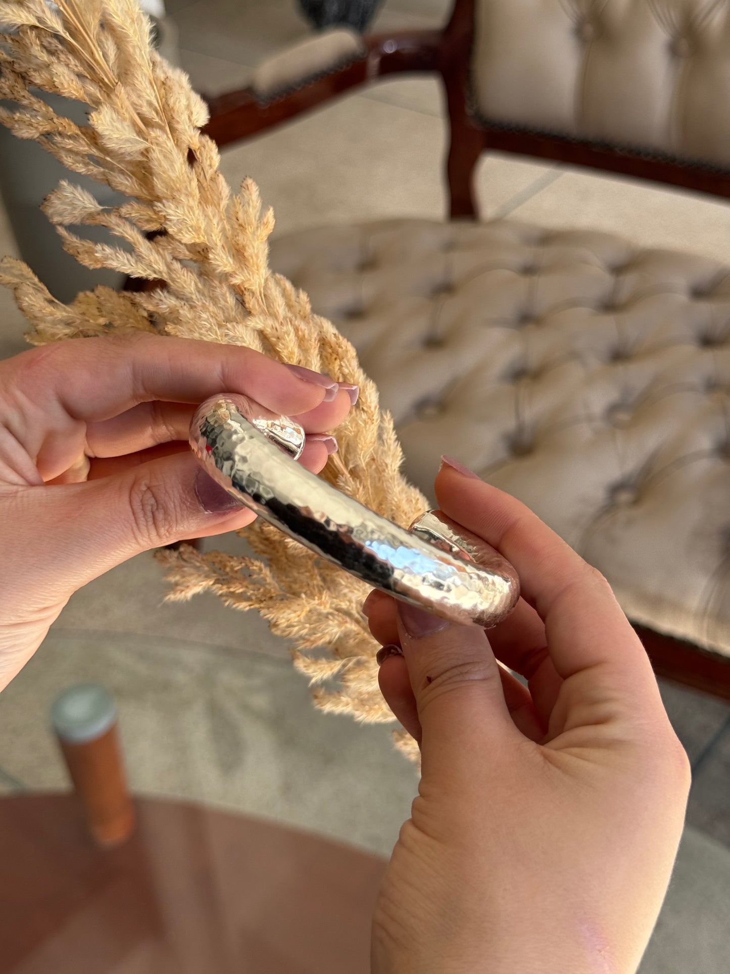 Hammered Elegant Silver Sterling Cuff Bracelet