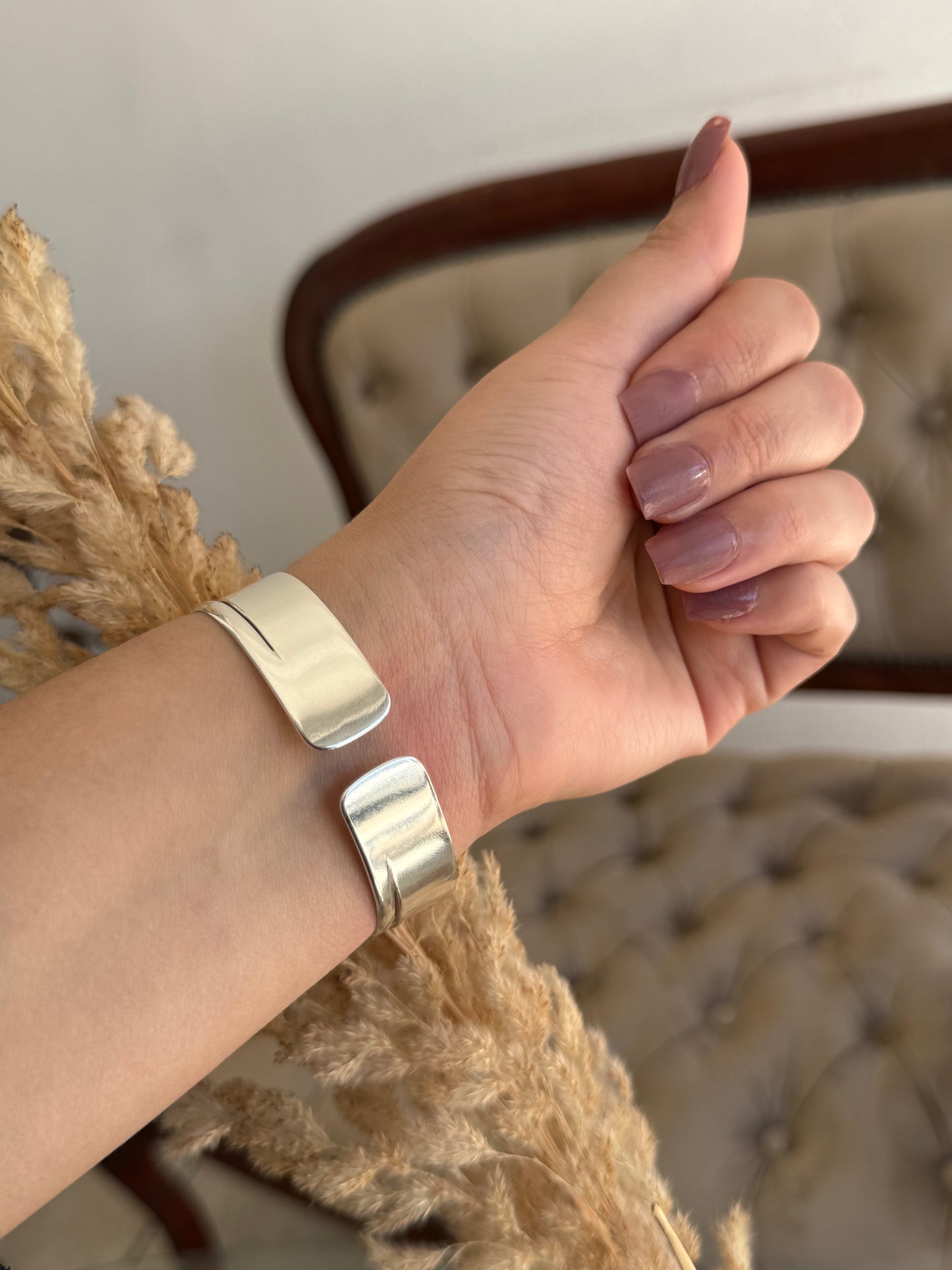 Sleek Double Stripe Silver Sterling Cuff Bracelet