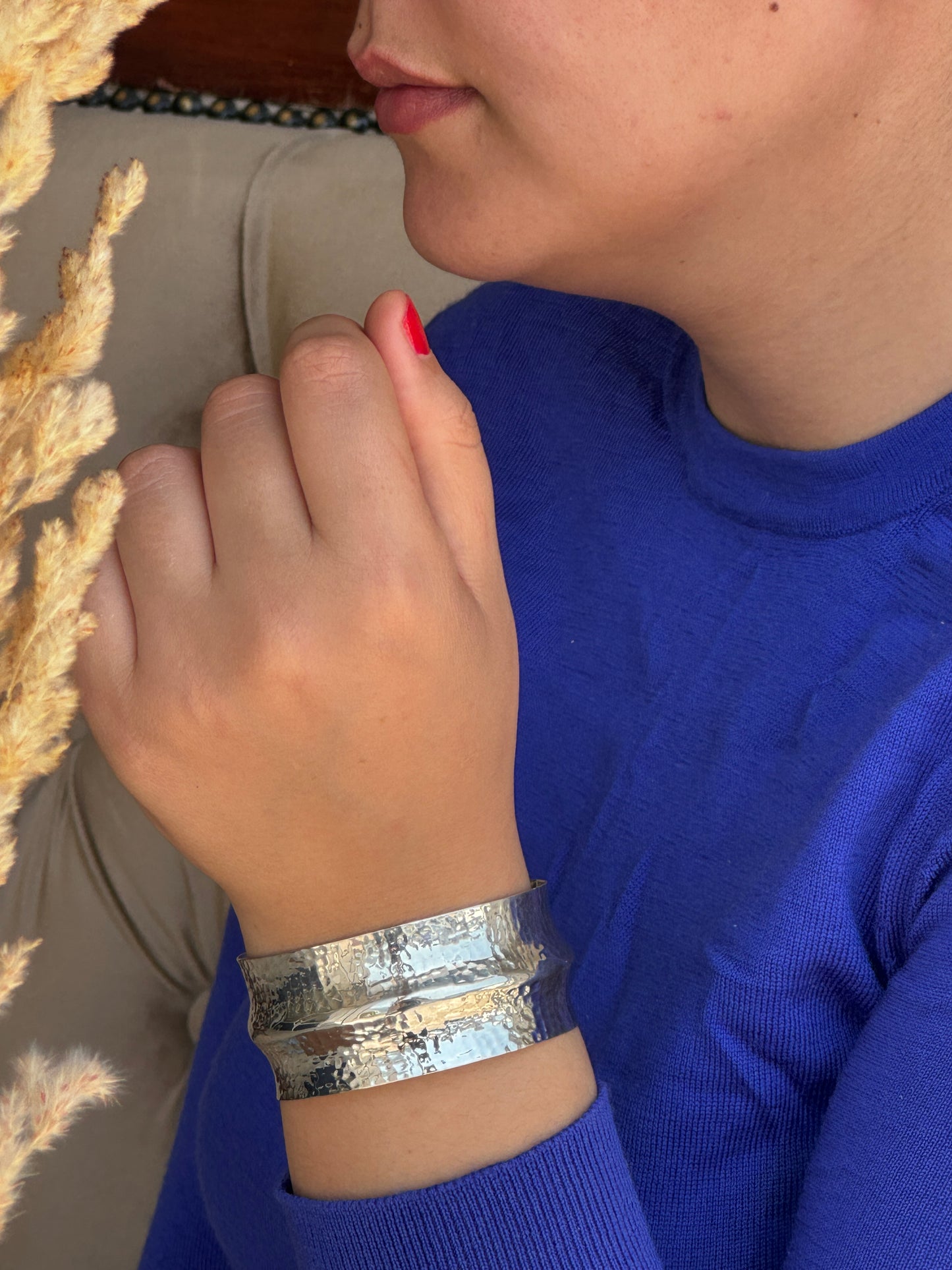 Hammered Silver Sterling Cuff Bangle