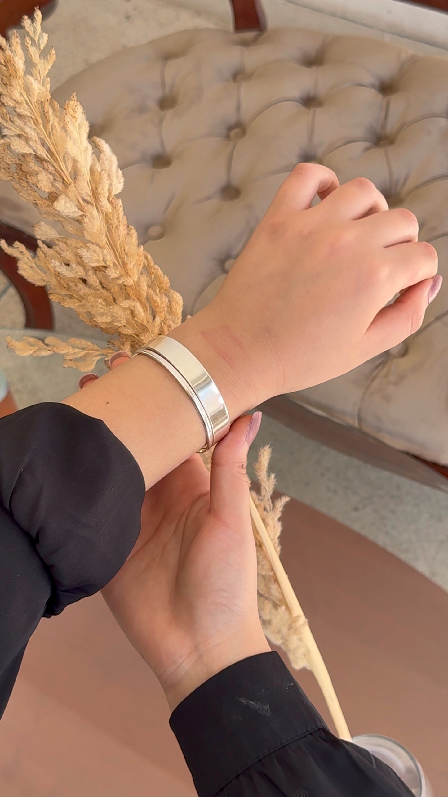 Sleek Double Stripe Silver Sterling Cuff Bracelet