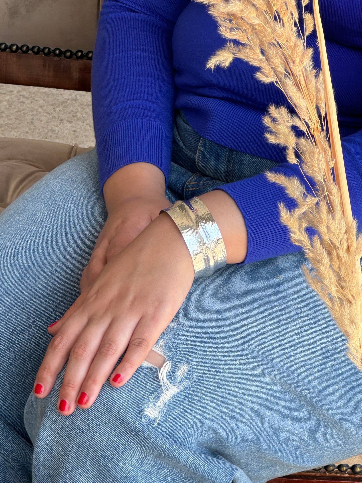 Hammered Silver Sterling Cuff Bangle