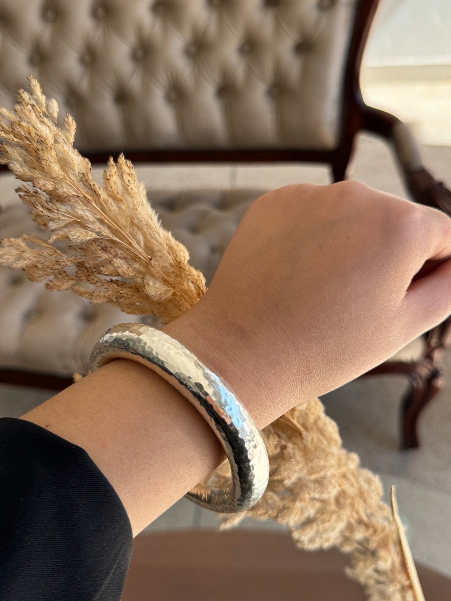 Hammered Elegant Silver Sterling Cuff Bracelet