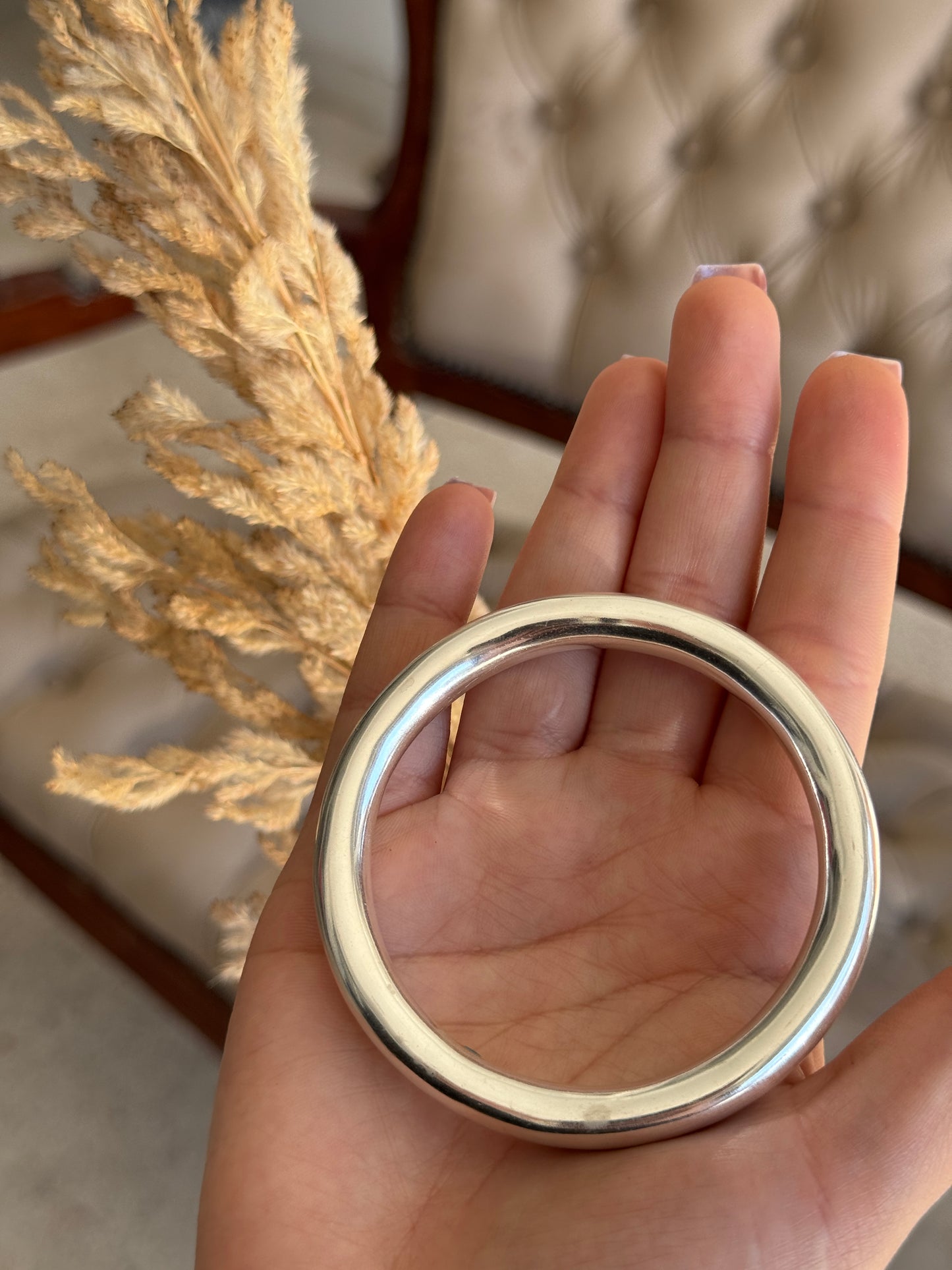 Silver Sterling Bangles: Hammered Texture and Smooth Finish