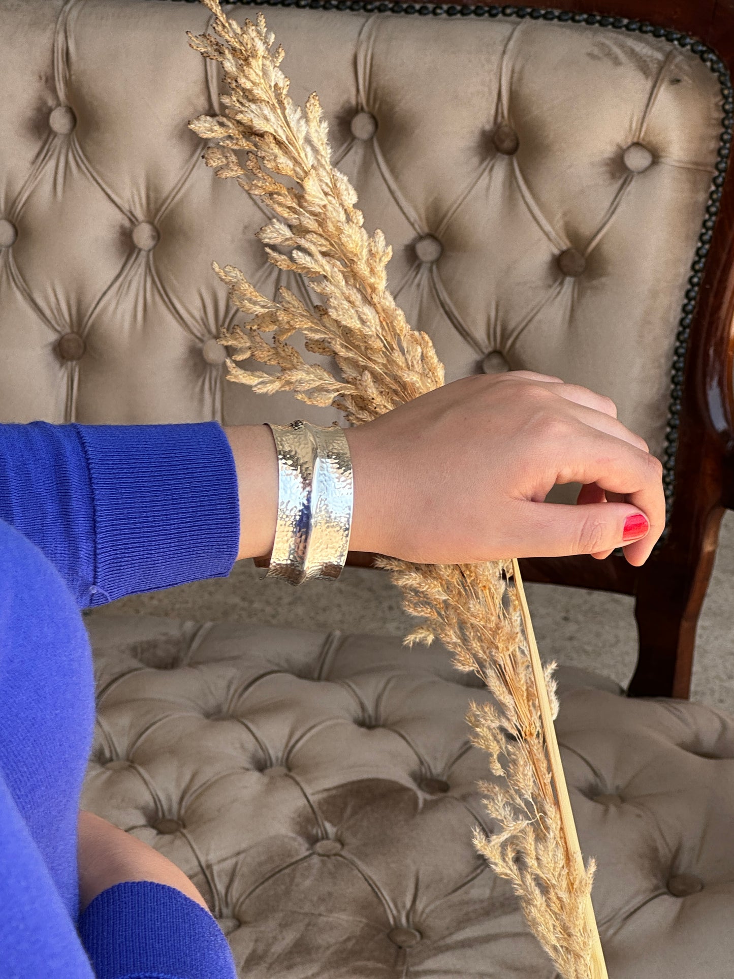 Hammered Silver Sterling Cuff Bangle