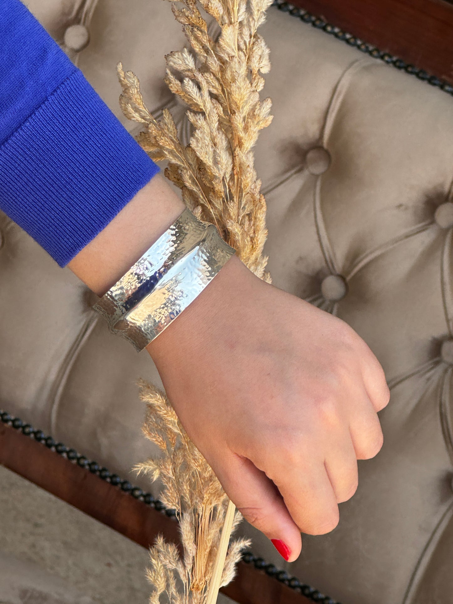 Hammered Silver Sterling Cuff Bangle