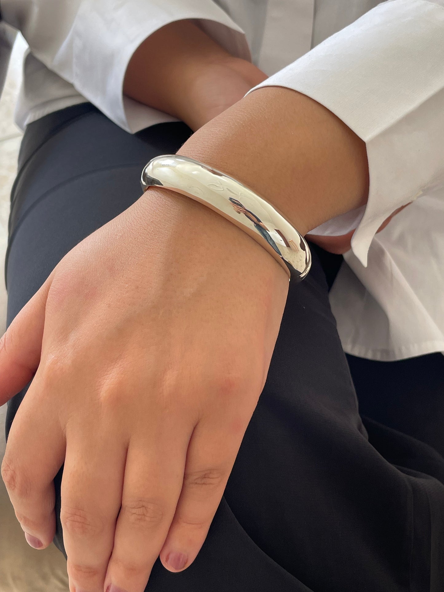 Silver Sterling Chunky Smooth Bangle Bracelet
