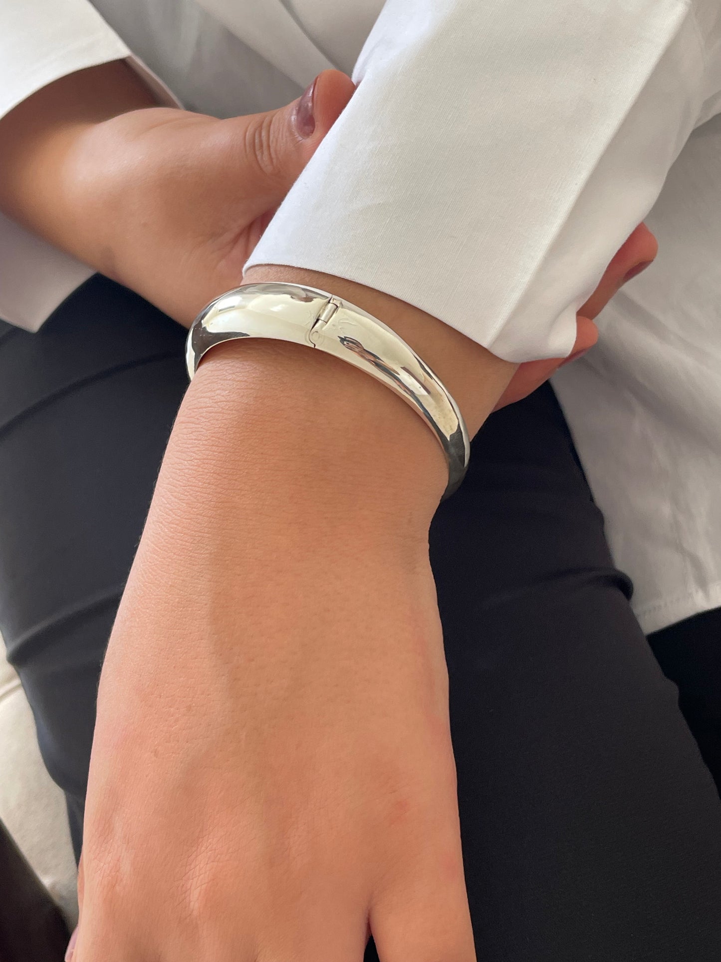 Silver Sterling Chunky Smooth Bangle Bracelet