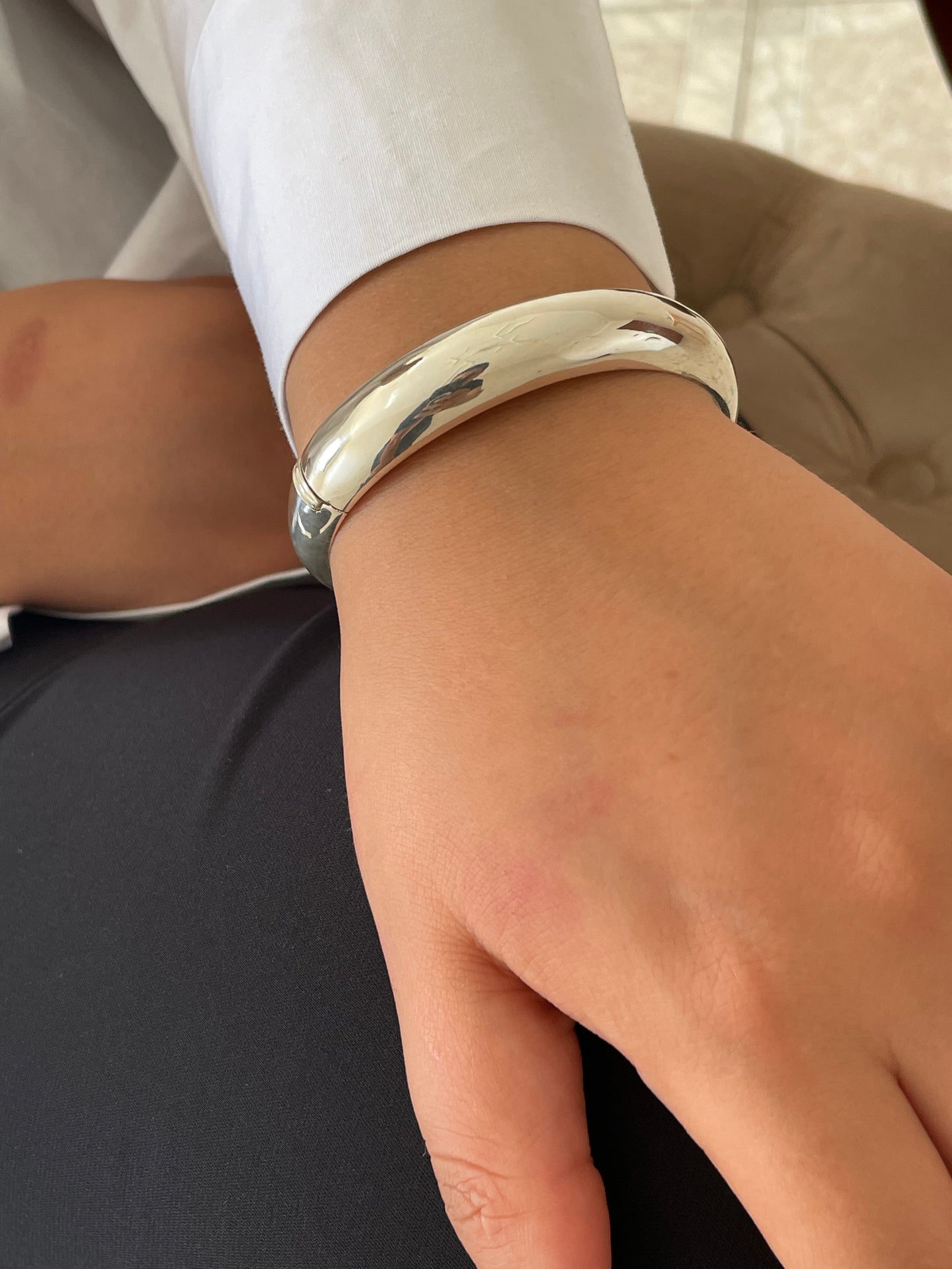 Silver Sterling Chunky Smooth Bangle Bracelet
