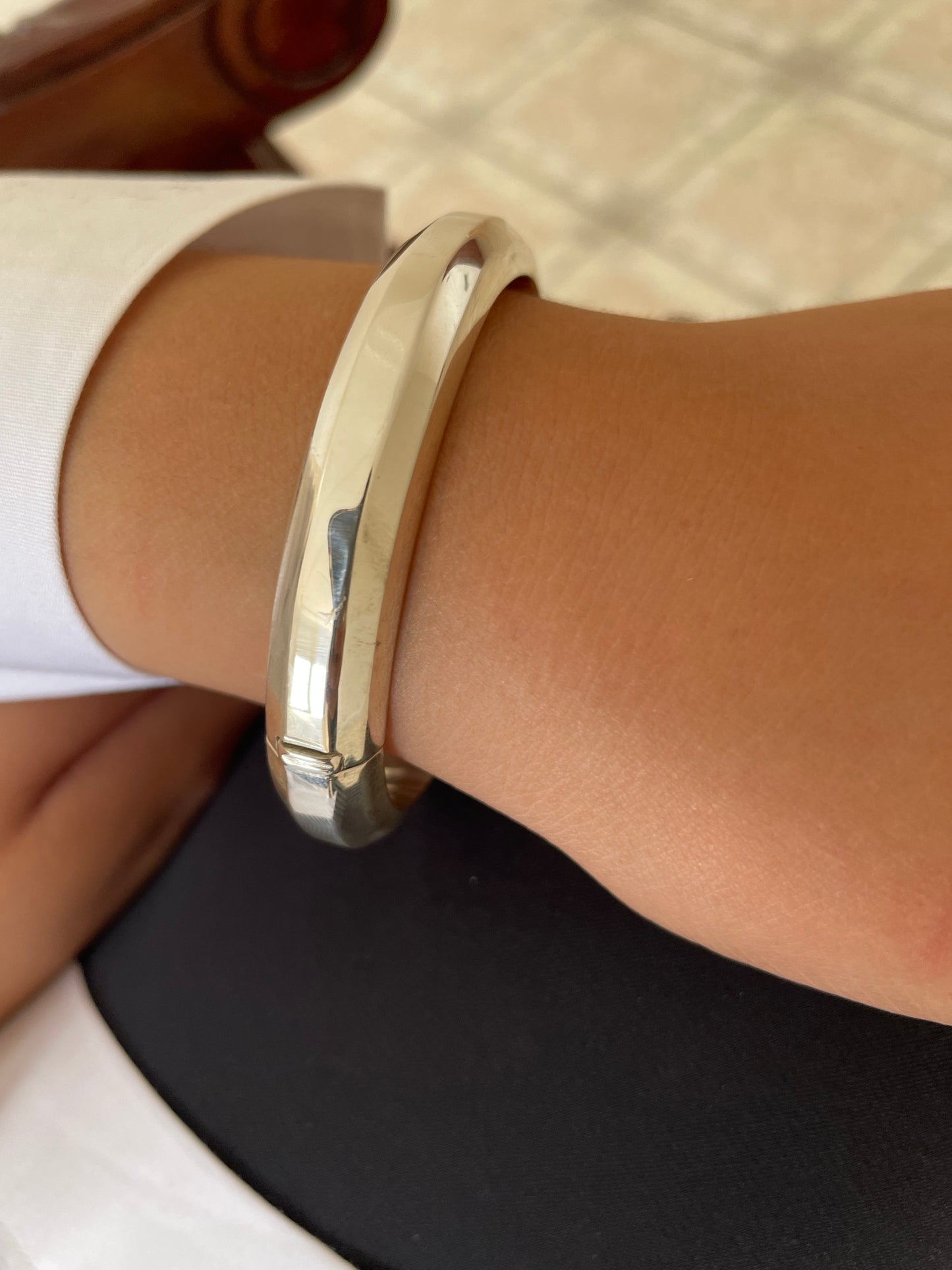 Hinged Silver Sterling Bangle with Three Bands