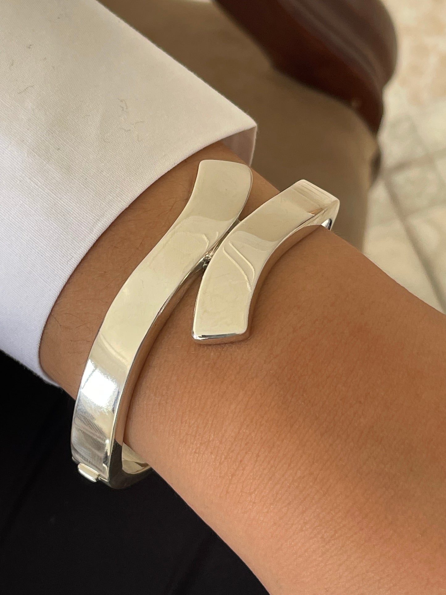 Contemporary Silver Sterling Bangle