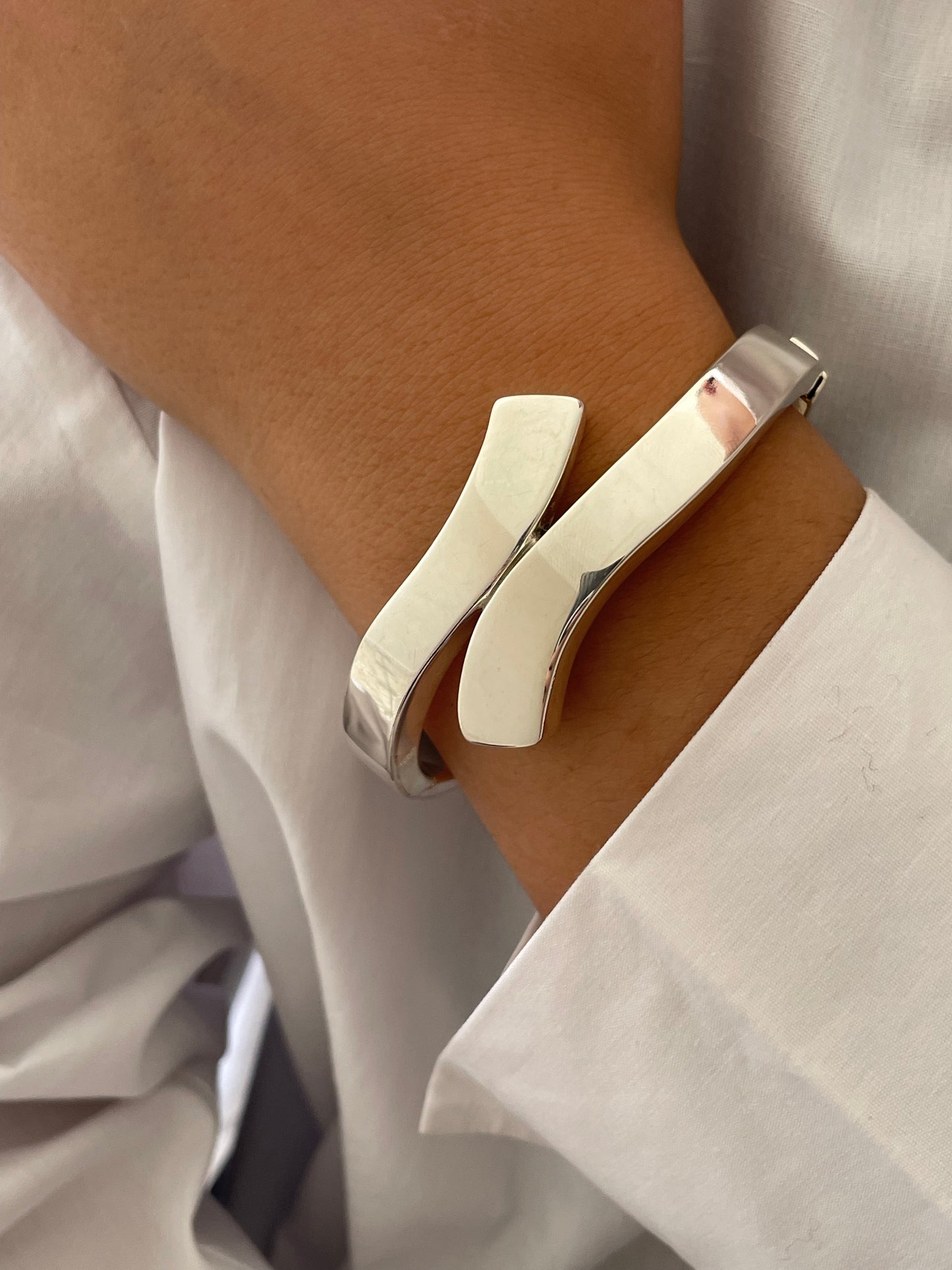 Contemporary Silver Sterling Bangle
