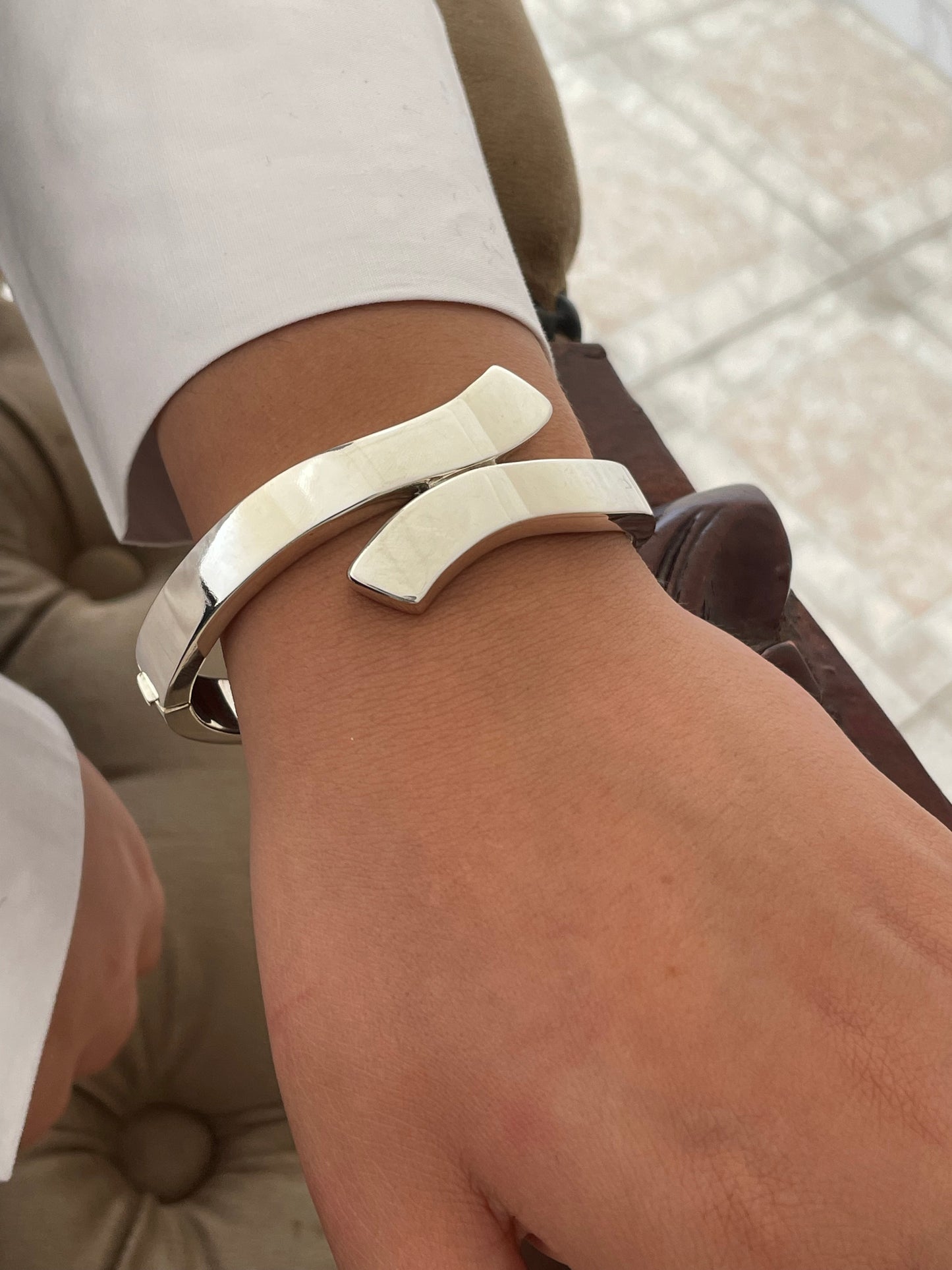 Contemporary Silver Sterling Bangle
