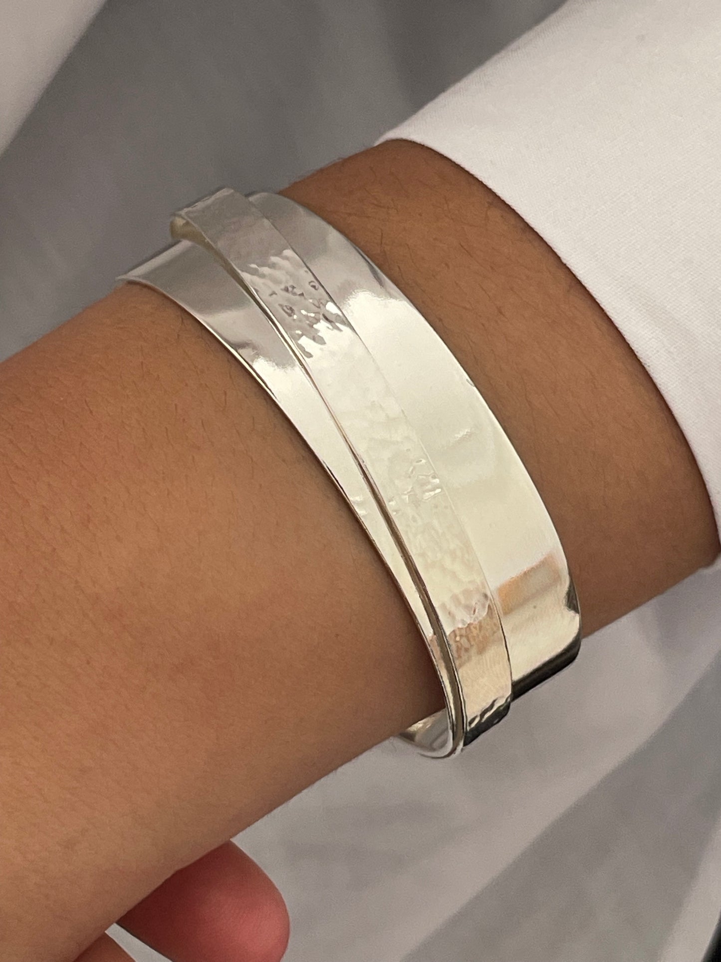 Double Stripe Silver Sterling Cuff Bracelet Bangle
