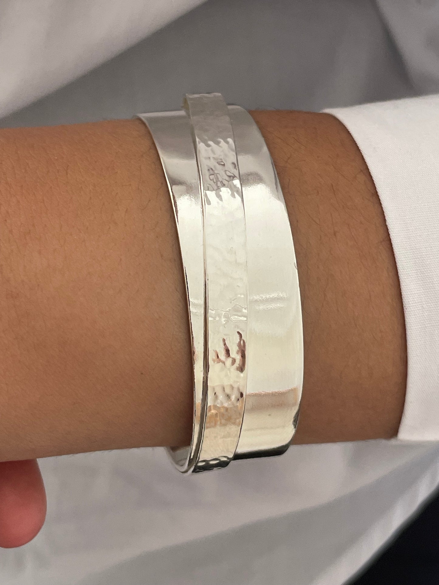 Double Stripe Silver Sterling Cuff Bracelet Bangle