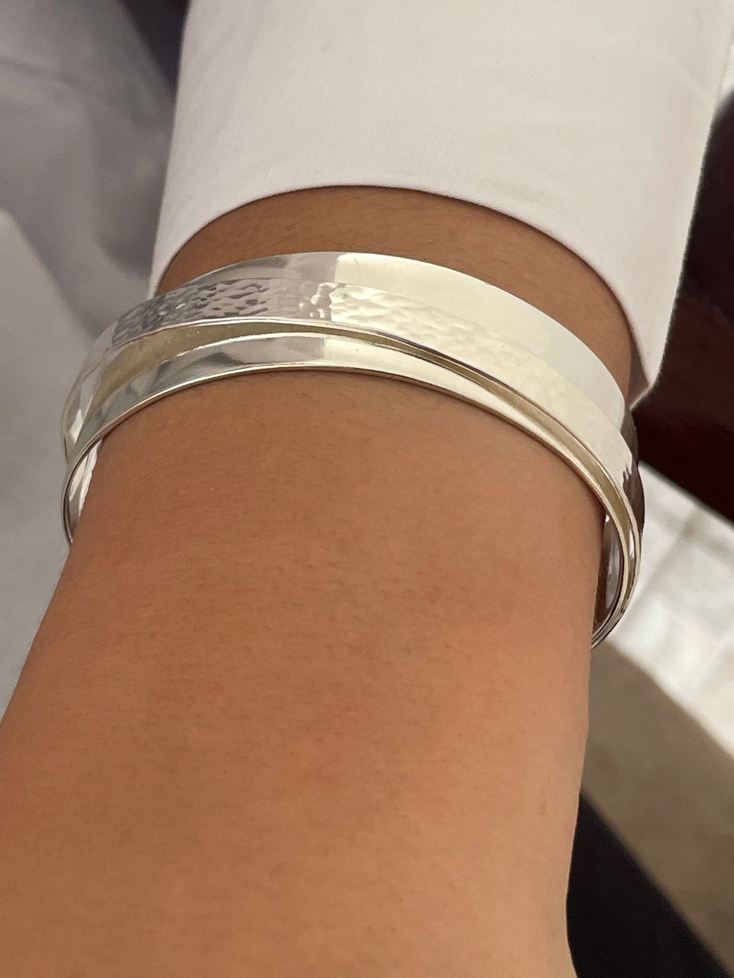 Double Stripe Silver Sterling Cuff Bracelet Bangle