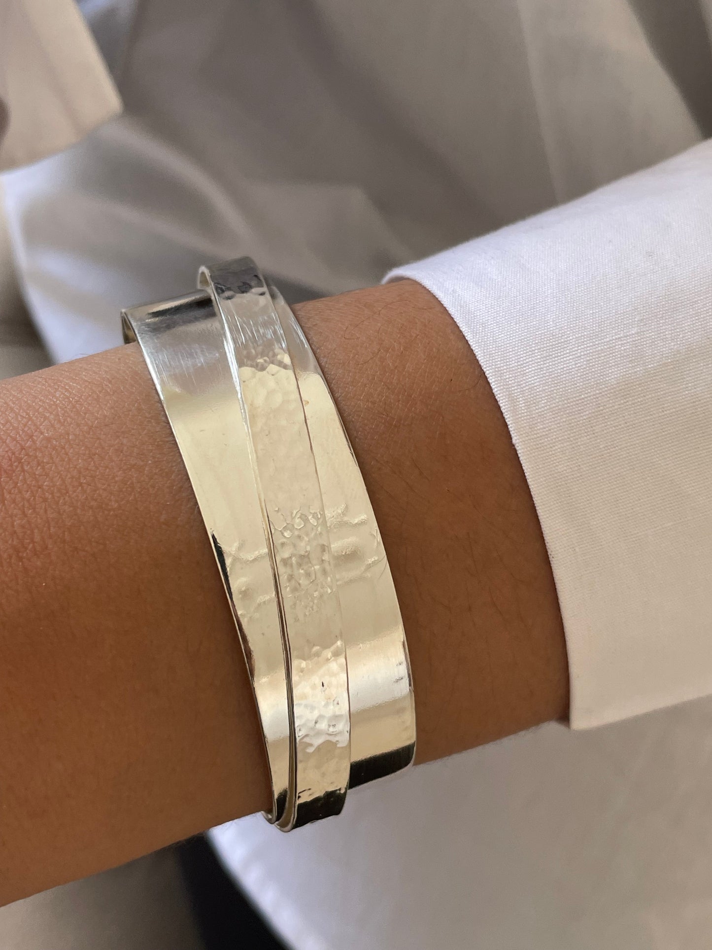 Double Stripe Silver Sterling Cuff Bracelet Bangle
