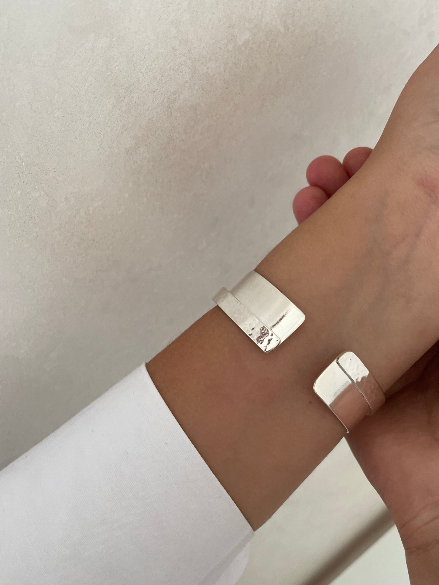 Double Stripe Silver Sterling Cuff Bracelet Bangle