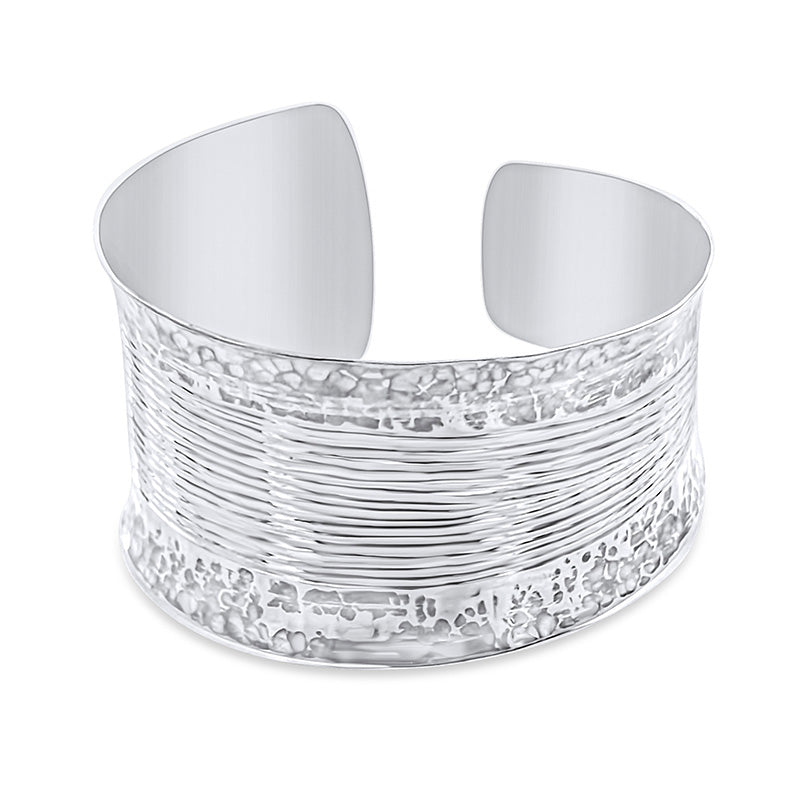 Sterling Silver Large Hammered Cuff Bangle