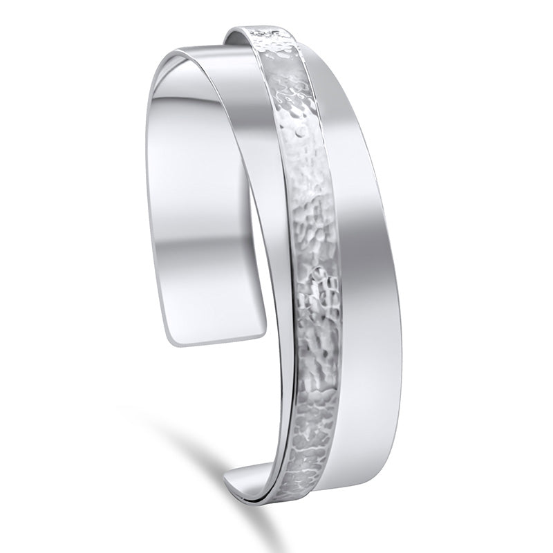 Double Stripe Silver Sterling Cuff Bracelet Bangle