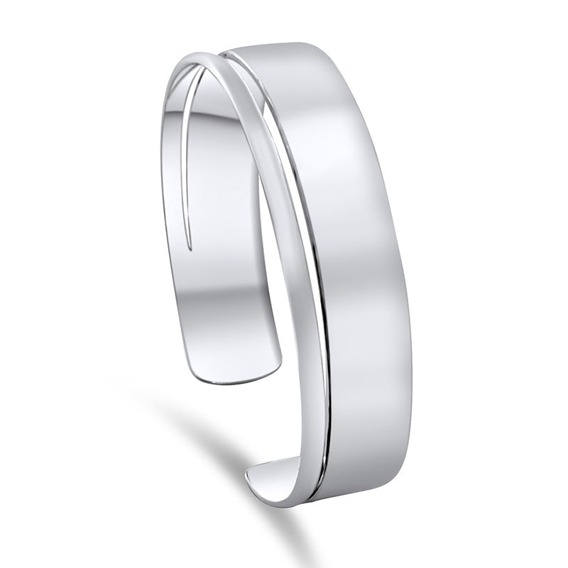 Sleek Double Stripe Silver Sterling Cuff Bracelet