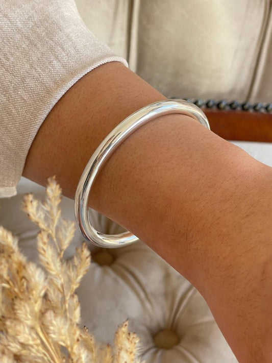 Thick Sterling Silver Bangle Bracelet