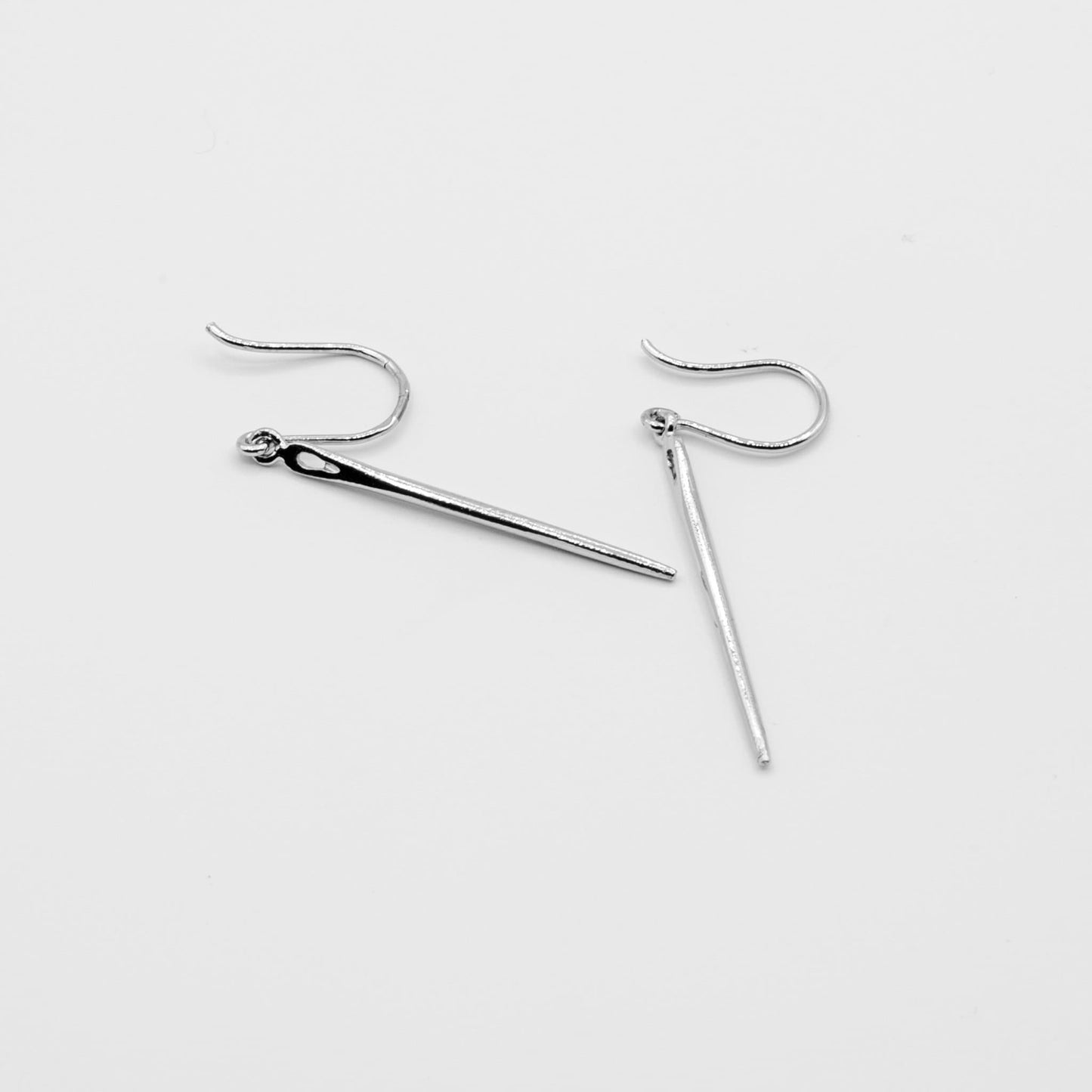 Silver Needle Earrings, gift for a seamstress or fashion designer