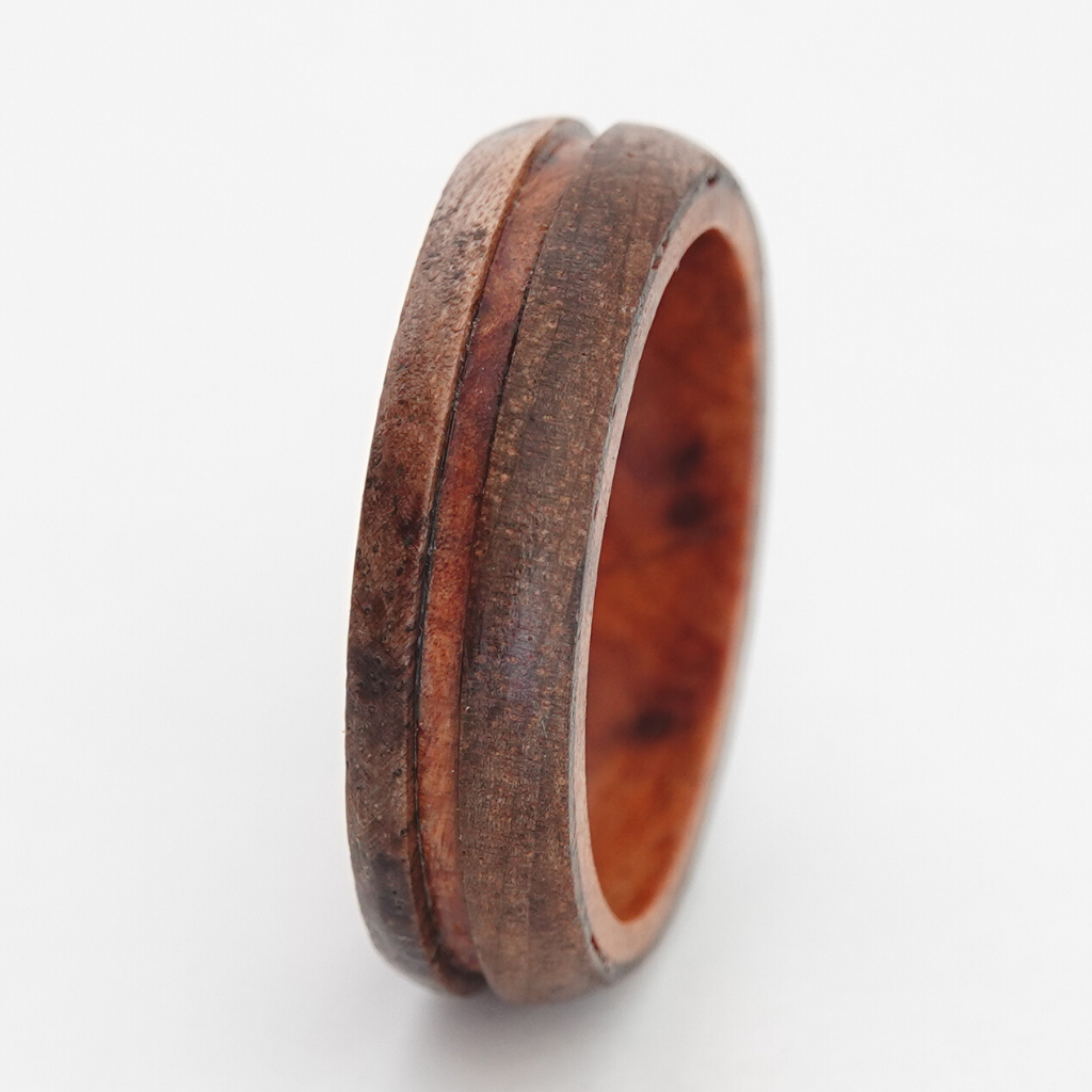 Walnut and juniper ring, wood wedding band, bentwood ring, wooden ring