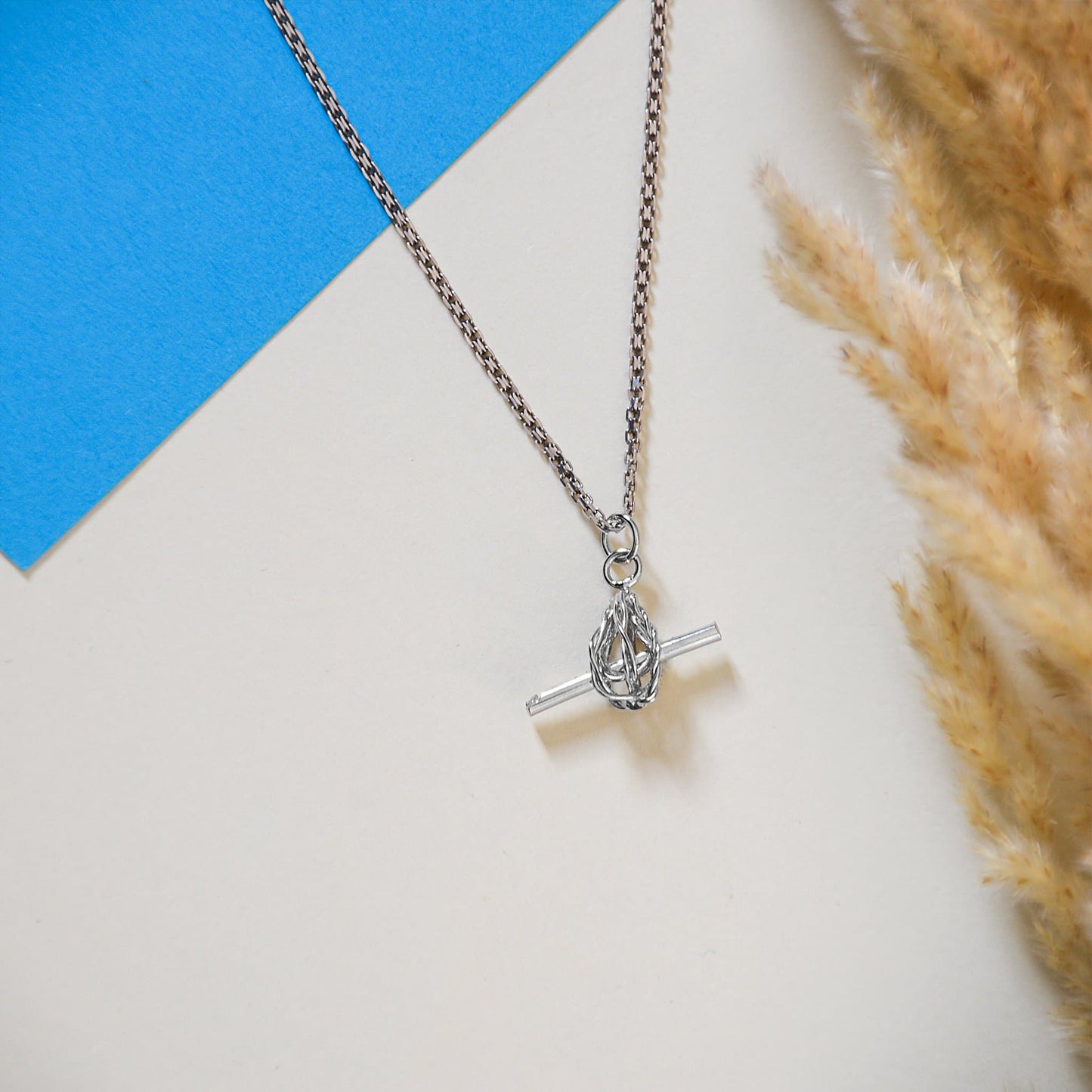 Silver Charm Crochet Yarn Hook Necklace