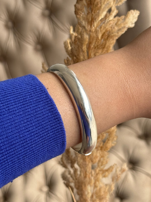 925 Sterling Silver Chunky Bangle - Elegant Silver Bangles for Women