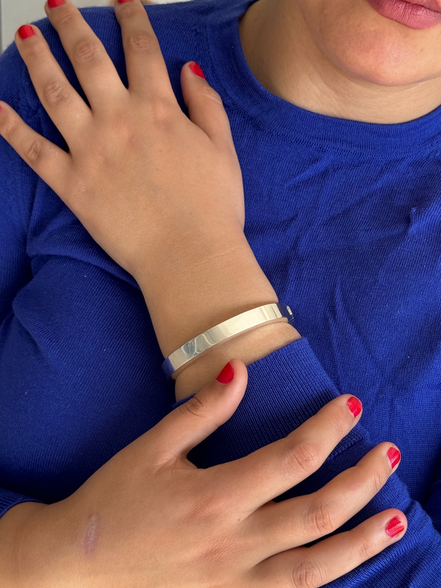 925 Sterling Silver Chunky Hinged Bangle Bracelet