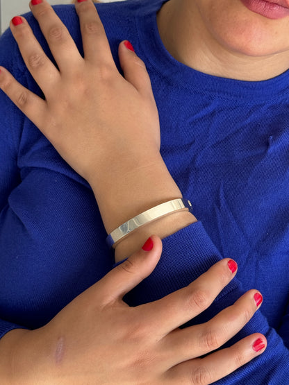 925 Sterling Silver Chunky Hinged Bangle Bracelet