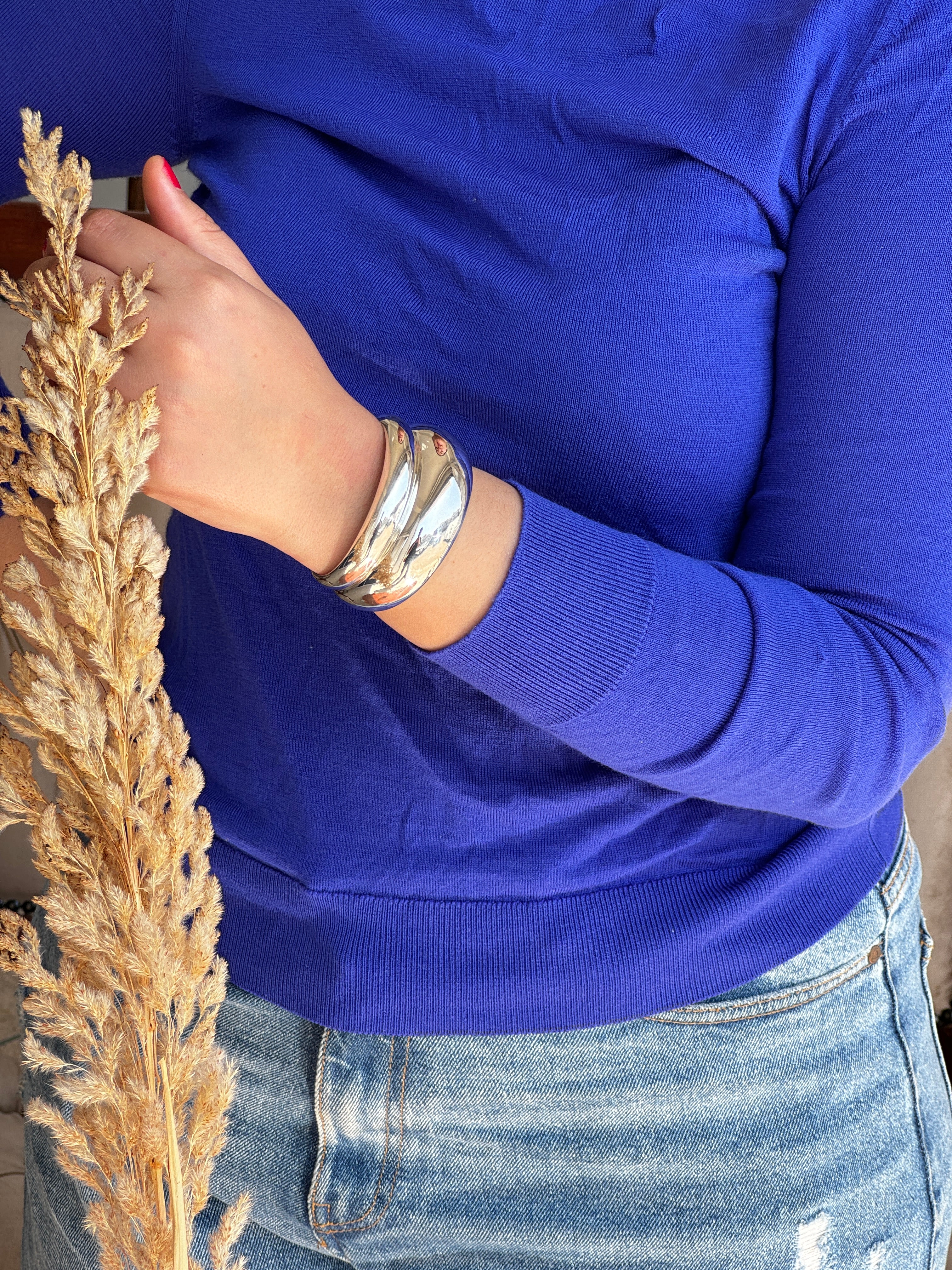 Sterling Silver Curve Bangle Bracelet