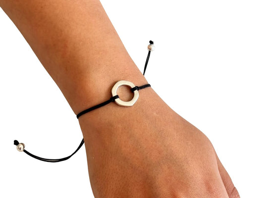 Handmade 925 Sterling Silver Minimalist Circle Bracelet for Women
