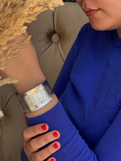 Sterling Silver Large Hammered Cuff Bangle
