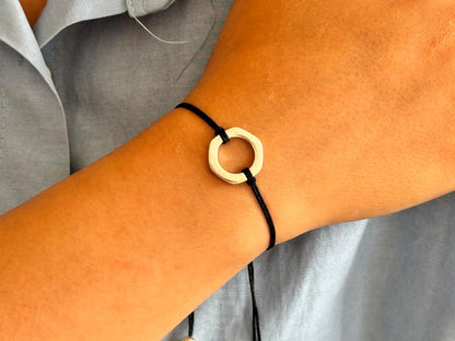 Handmade 925 Sterling Silver Minimalist Circle Bracelet for Women