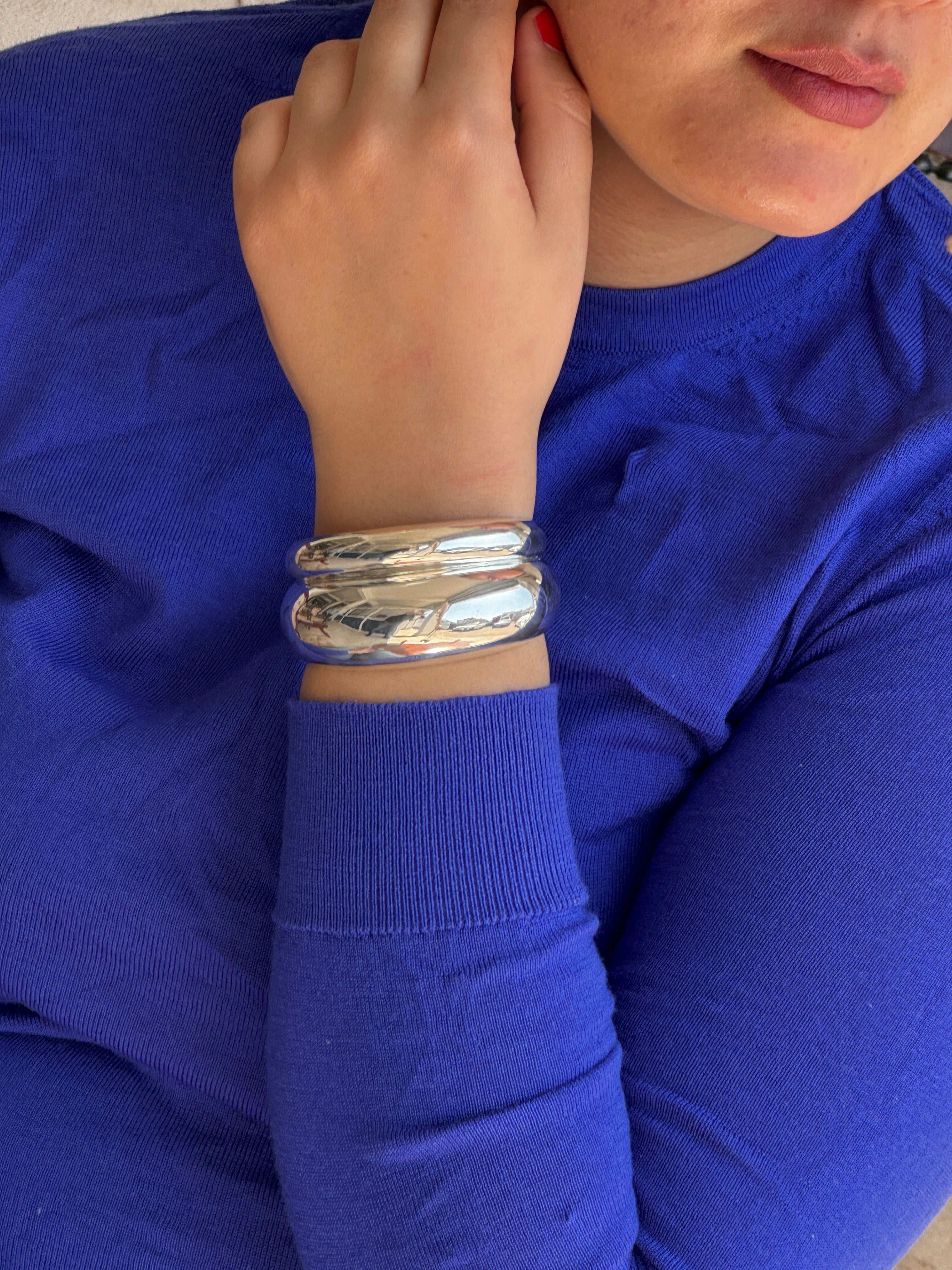 Sterling Silver Curve Bangle Bracelet