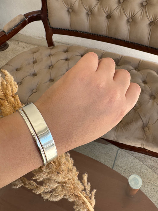 Sleek Double Stripe Silver Sterling Cuff Bracelet