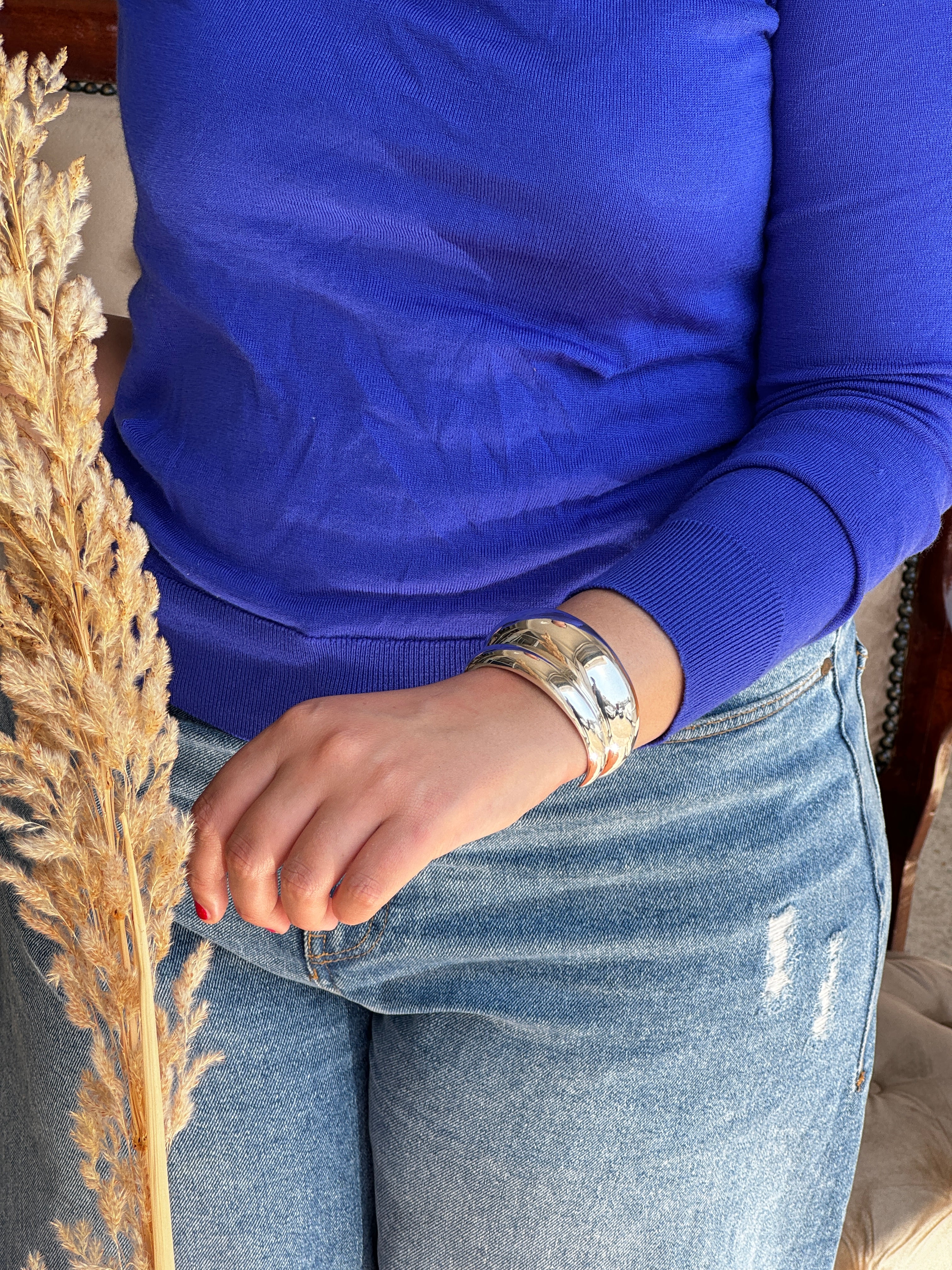 Sterling Silver Curve Bangle Bracelet