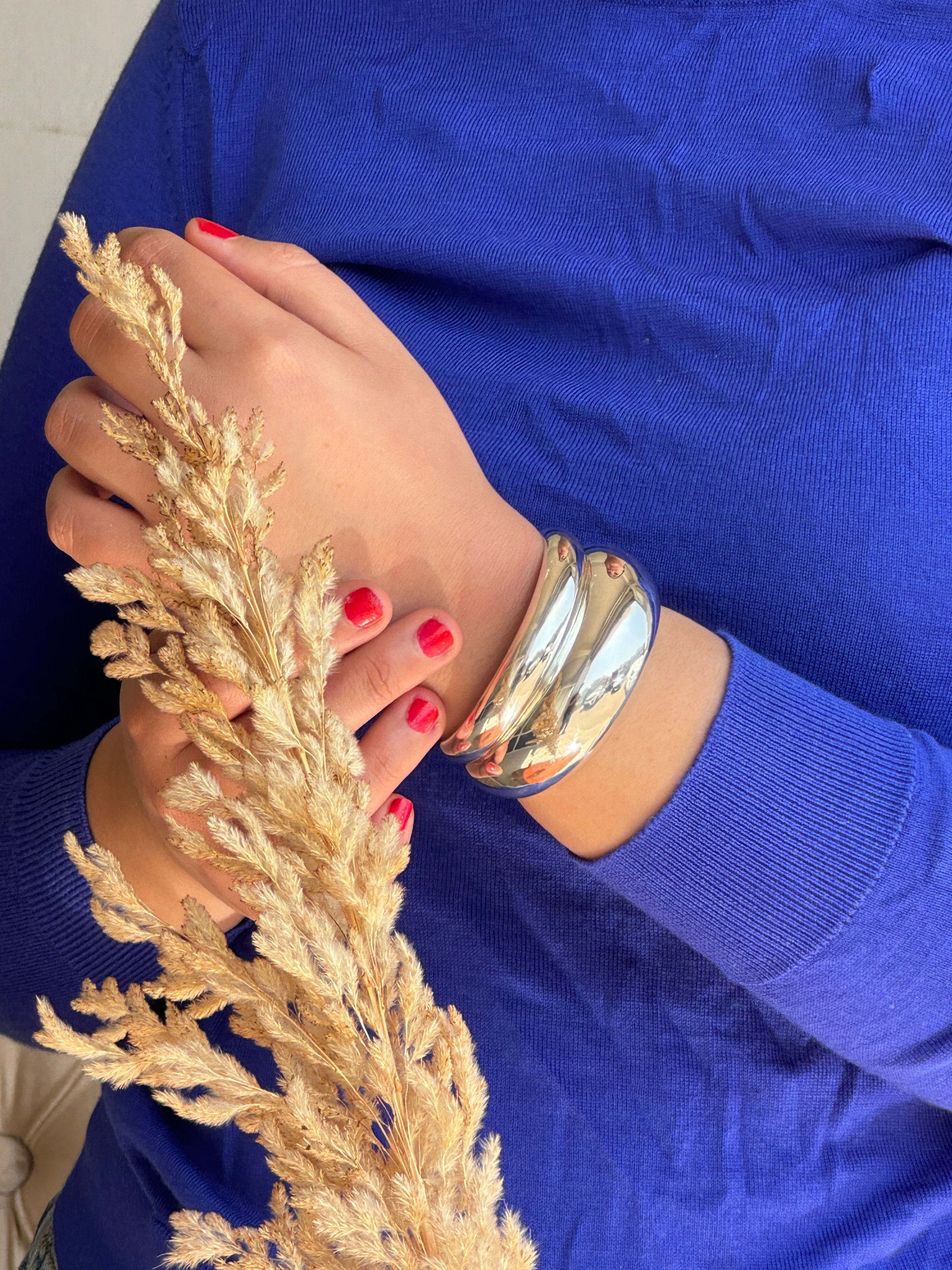 Sterling Silver Curve Bangle Bracelet