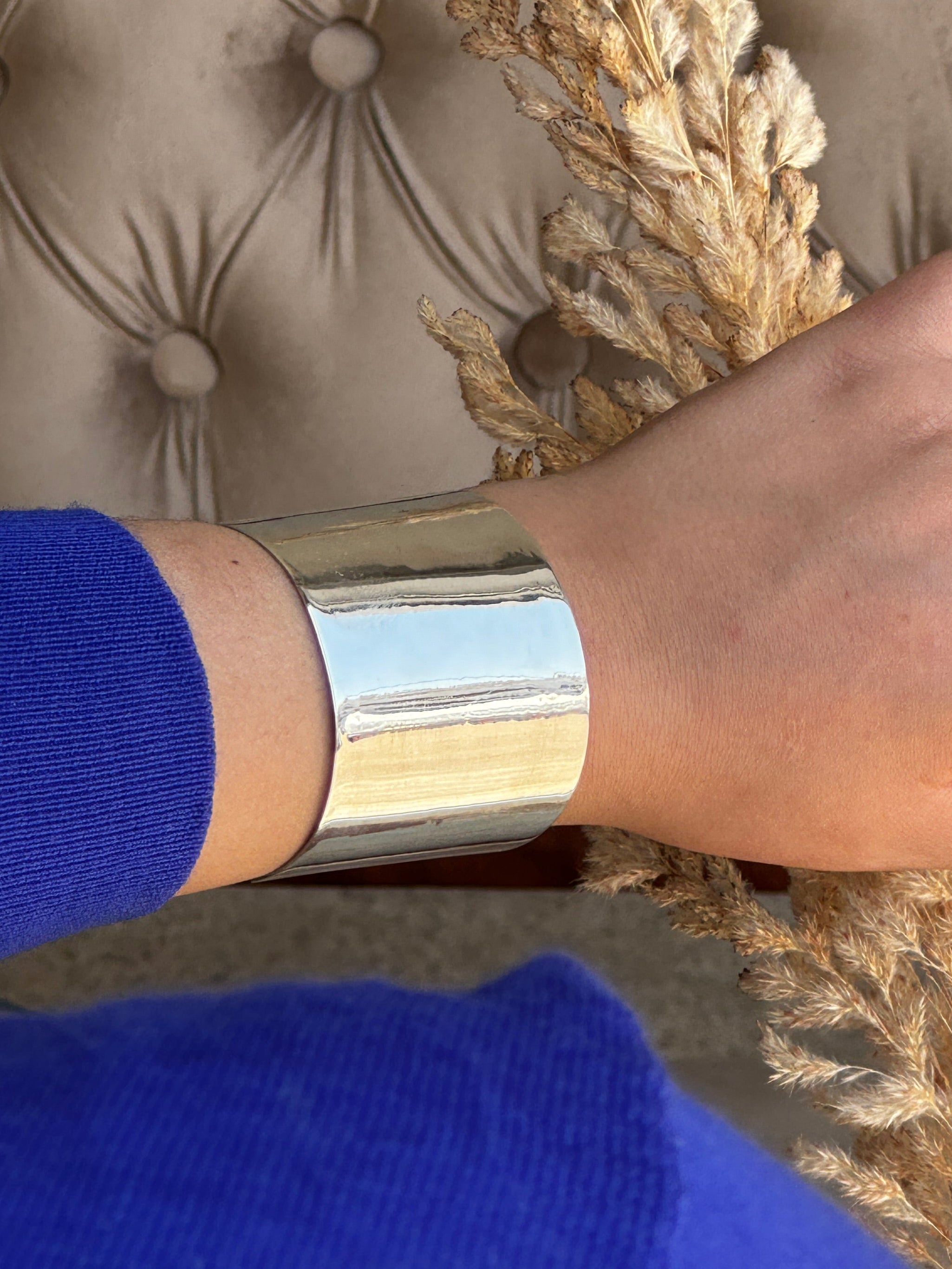 Sterling Silver Large Cuff Bangle Bracelet