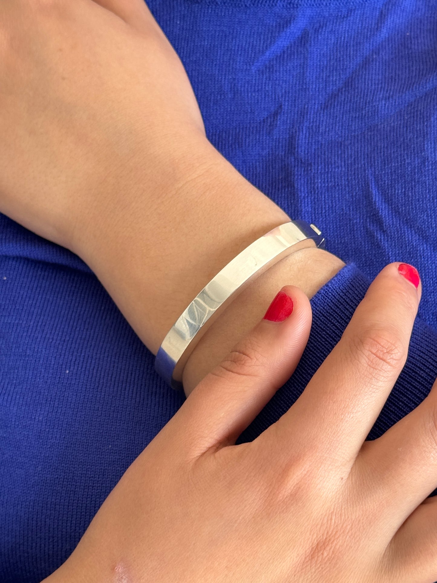 925 Sterling Silver Chunky Hinged Bangle Bracelet