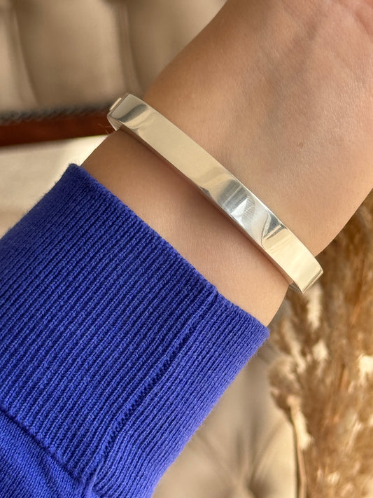 925 Sterling Silver Chunky Hinged Bangle Bracelet