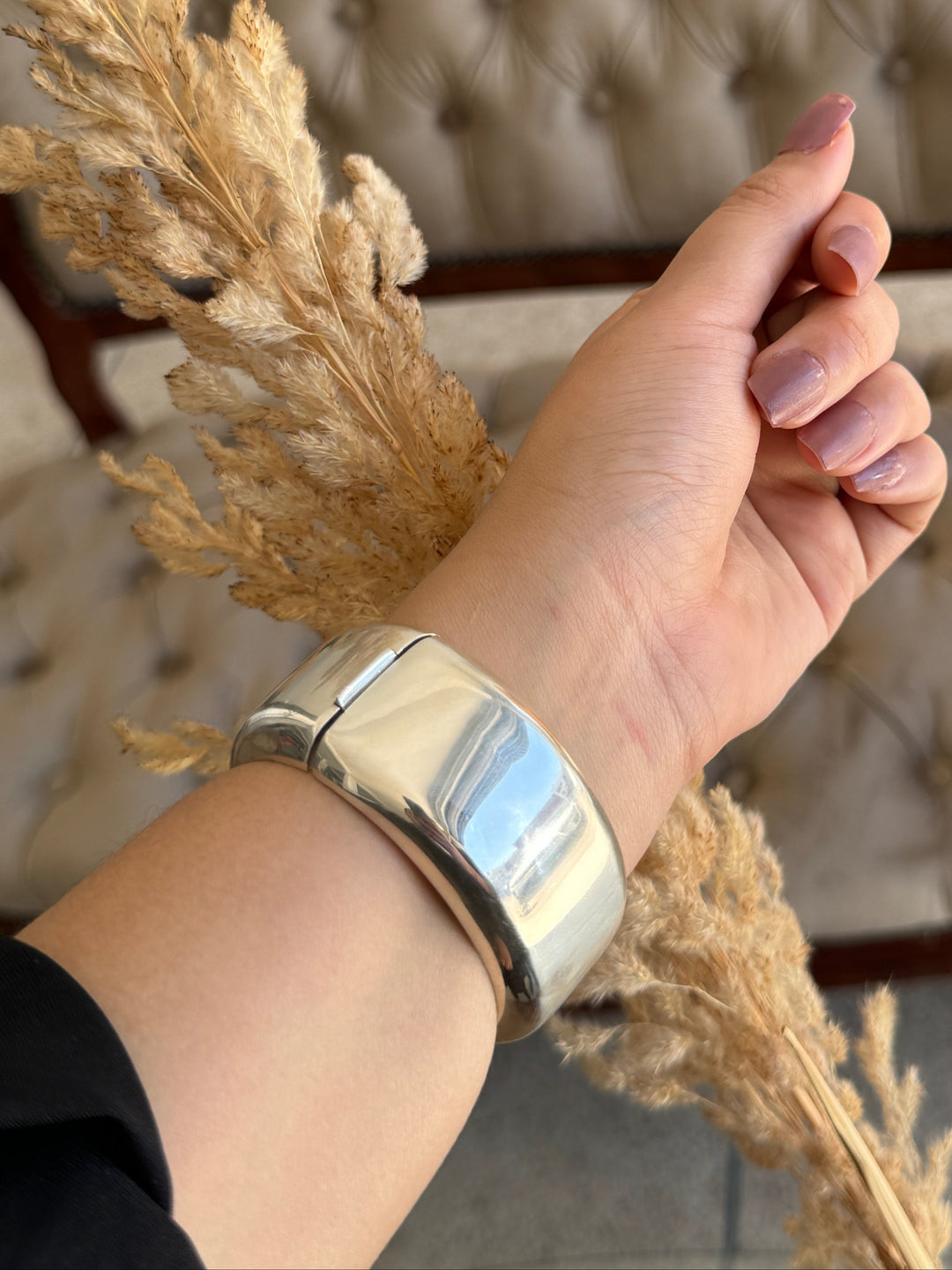 Sleek Silver Sterling Hinged Bangle