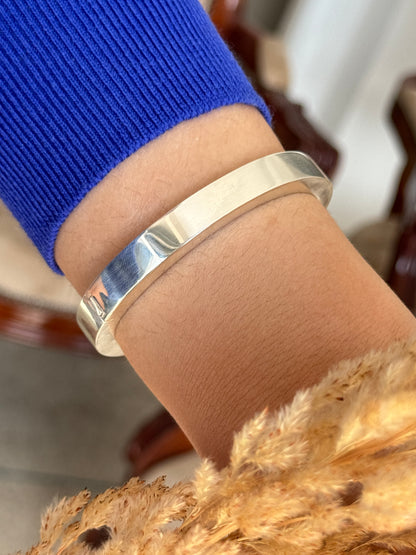 925 Sterling Silver Chunky Hinged Bangle Bracelet