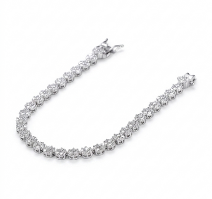 Sparkling Moissanite Flower Tennis Bracelet in 925 Sterling Silver - Floral Cluster Design
