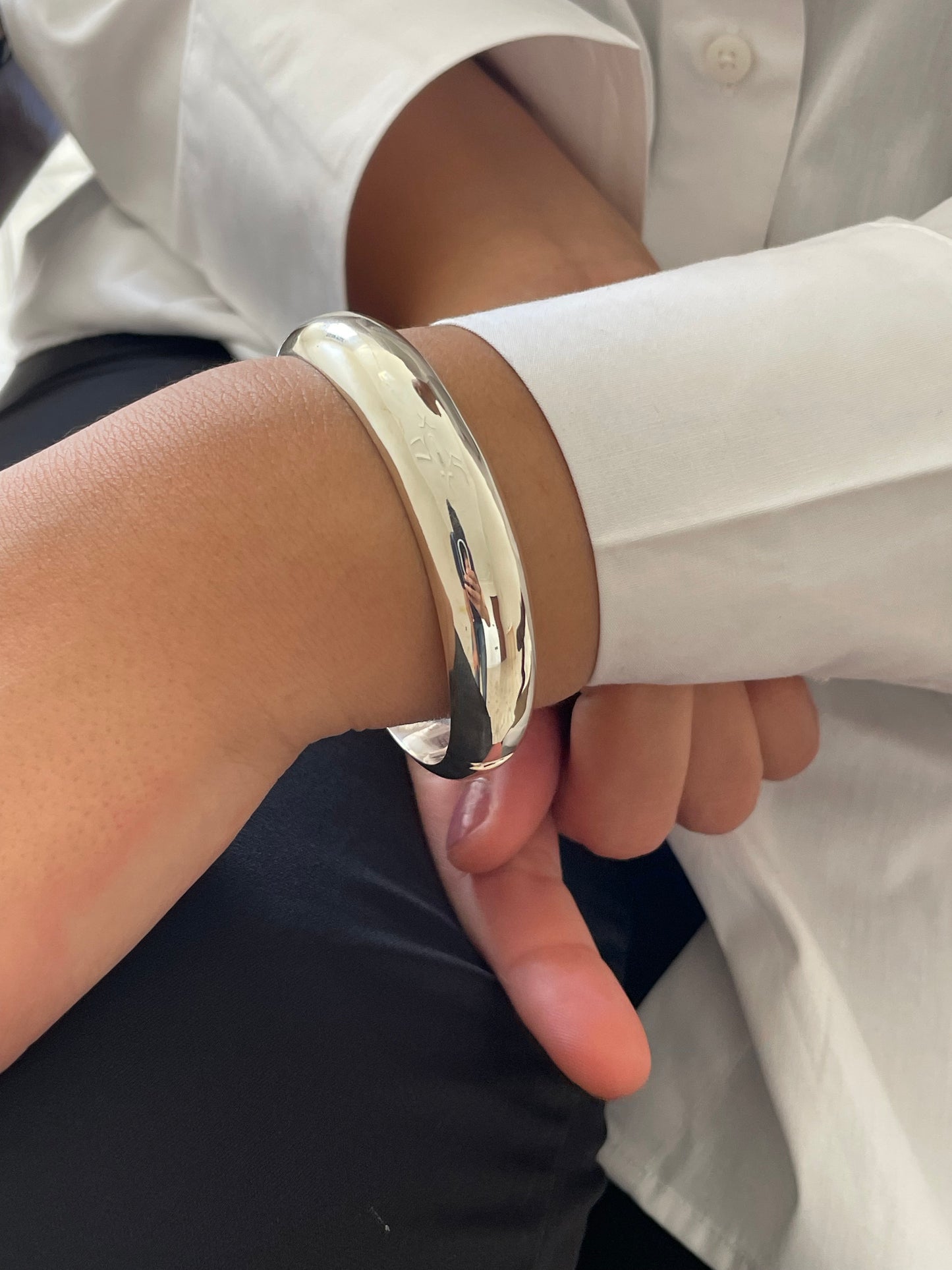 Silver Sterling Chunky Smooth Bangle Bracelet