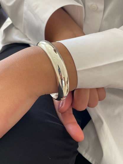 Silver Sterling Chunky Smooth Bangle Bracelet